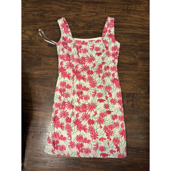 Lilly Pulitzer Womens Dress Size 4 White Pink Floral Mini Summer Coastal Preppy - Picture 1 of 7